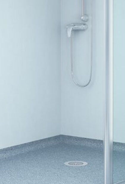 Polyclad Pro PU vinyl wall cladding in a wet room