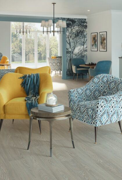 Polysafe Wood fx PUR safety vinyl flooring in a commercial interior