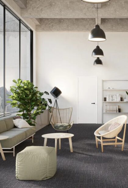 modulyss DSGN Tweed carpet tiles installed in a commercial interior