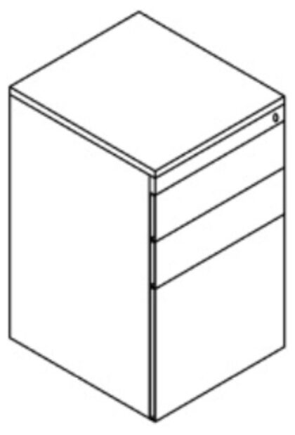 Wooden Pedestal Unit - 3 Drawer Recessed Handle