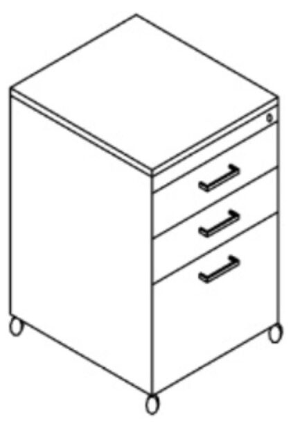 Wooden Pedestal Unit - 3 Drawer Mobile