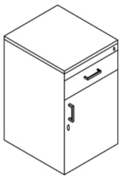 Wooden Pedestal Unit - Drawer + Cupboard